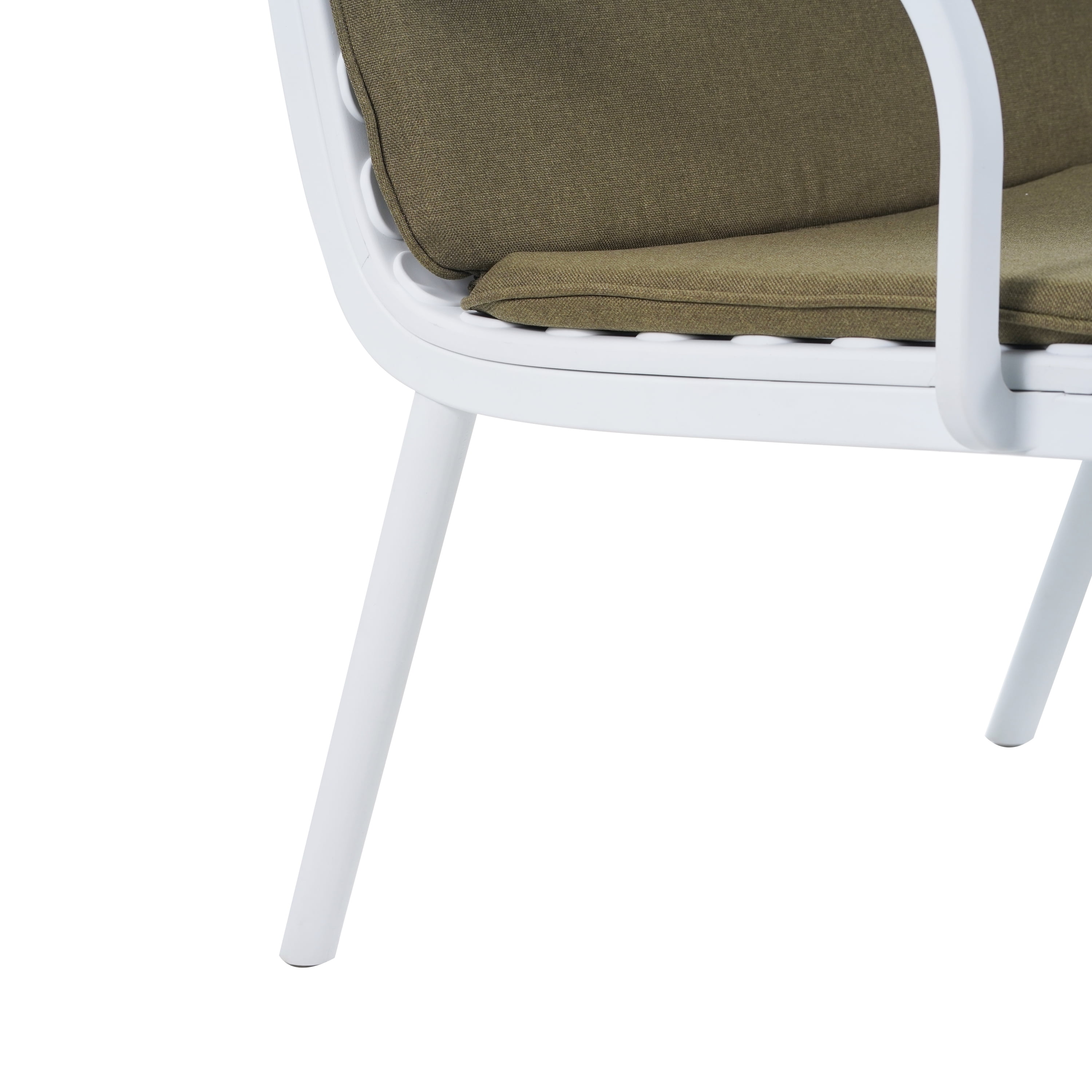 Patio Loveseat, Outdoor PP Sofa with Vibrant Green Cushion and Sturdy White Frame, Low Maintenance Design for Outdoor Seating, White Frame with Green Cushion