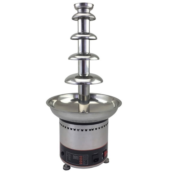 PreAsion 5 Tiers Chocolate Fountain Fondue Digital Display Buttons for Party Wedding Birthday Stainless Steel 110V