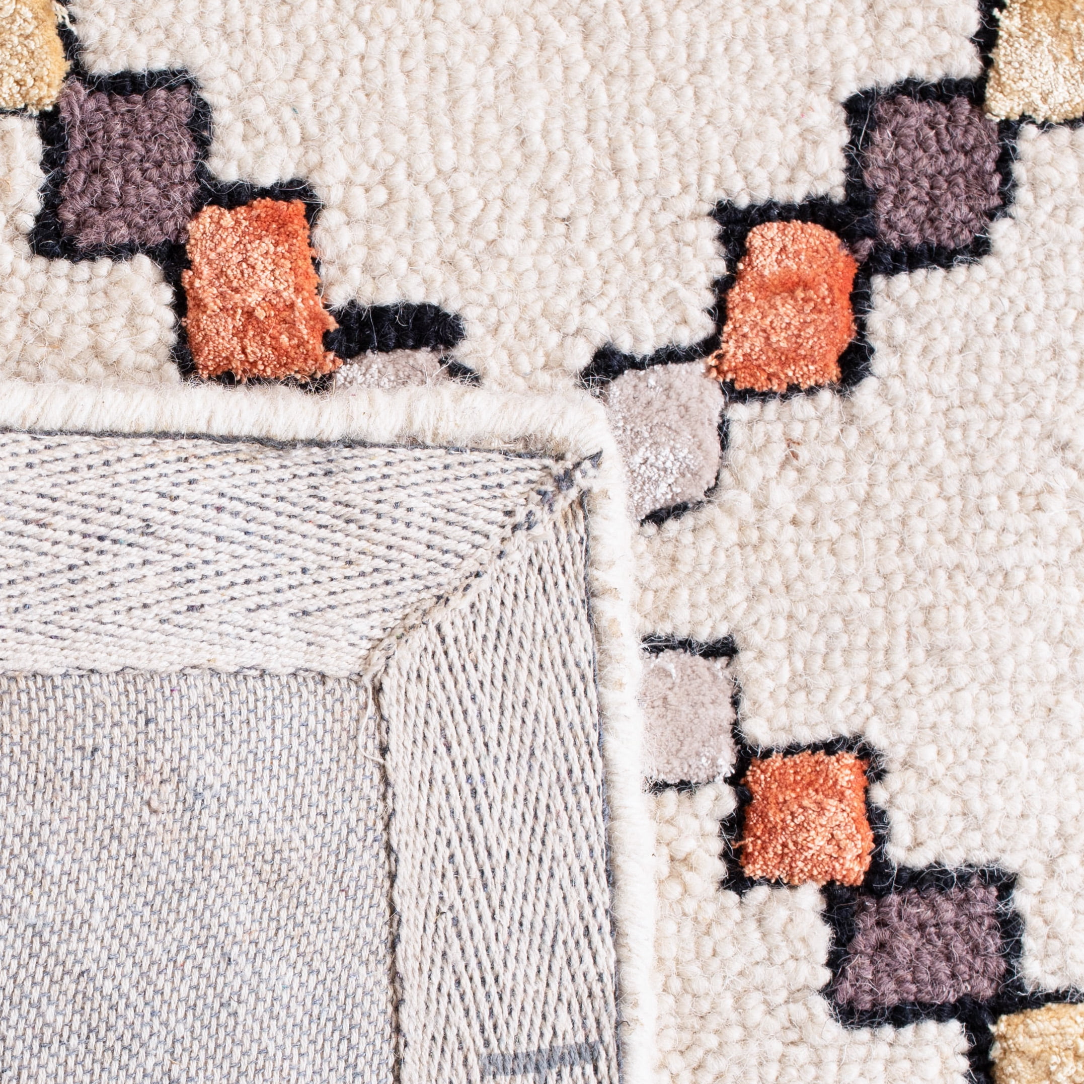 SAFAVIEH Bellagio Jimney Southwestern Wool Area Rug, Ivory/Multi, 6' x 9'