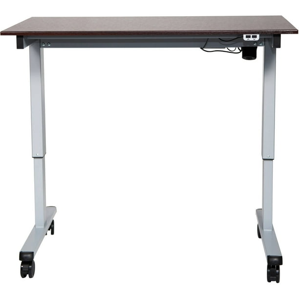 Luxor Stand Up Electric Adjustable Height Desk With Gray Frame And Walnut Top Walmart Com Walmart Com