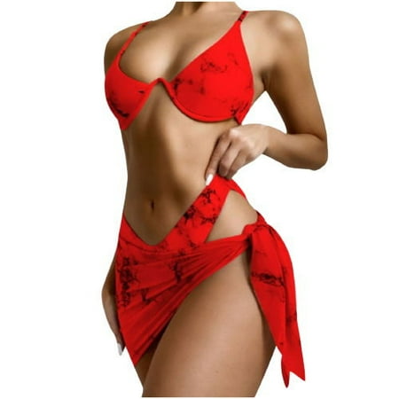 

VKEKIEO Hybrids Swimsuit Sport Bra Style Lift Red L