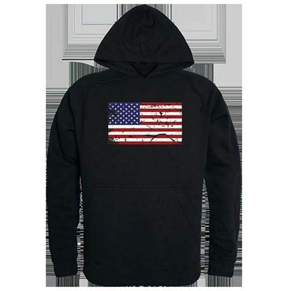 US Flag 2 Graphic Pullover Sweatshirt, Black - Extra Large