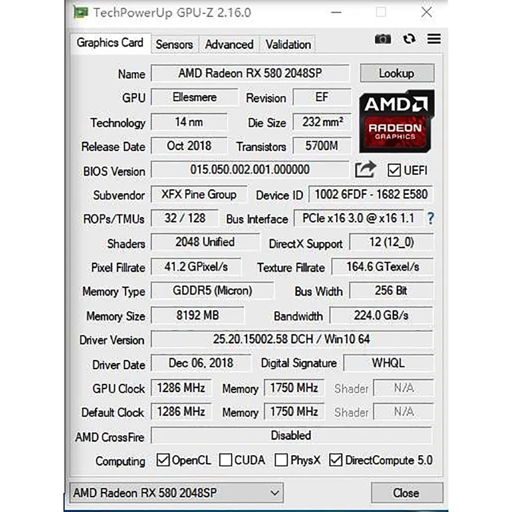 ASPIRING RX580 8GB Graphics Card GDDR5 256bit Computer GPU with Dual Fans 1284/7000MHz,PCI Express 3.0 , 1*HDMI 3*DP Display Output
