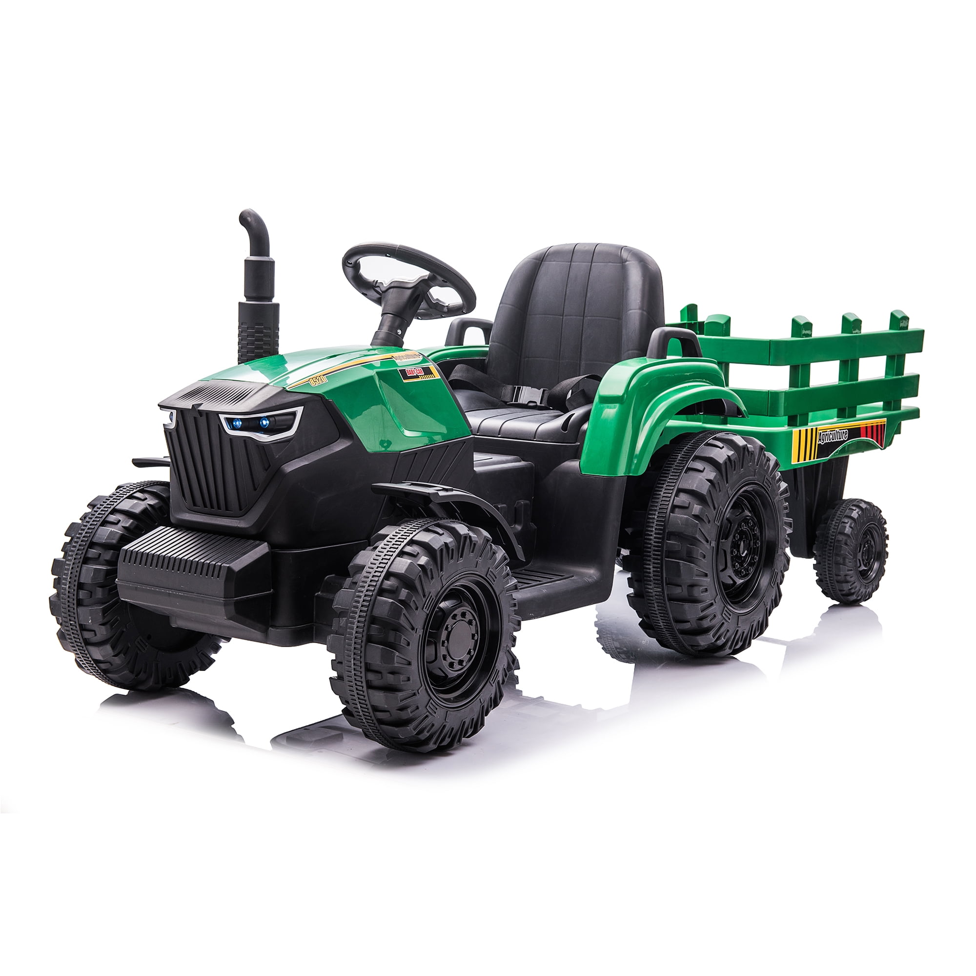 CIPACHO 24V Tractor Double Drive Kids Ride On Car with Trailer, Electric Car for Kids Key Start, Forward and Backward, Tractor Sound (No Music), USB, MP3, Power Display, Volume, Green CIPACHO 24V Tractor Double Drive Kids Ride On Car with Trailer, Electric Car for Kids Key Start, Forward and Backward, Tractor Sound (No Music), USB, MP3, Power Display, Volume, Green