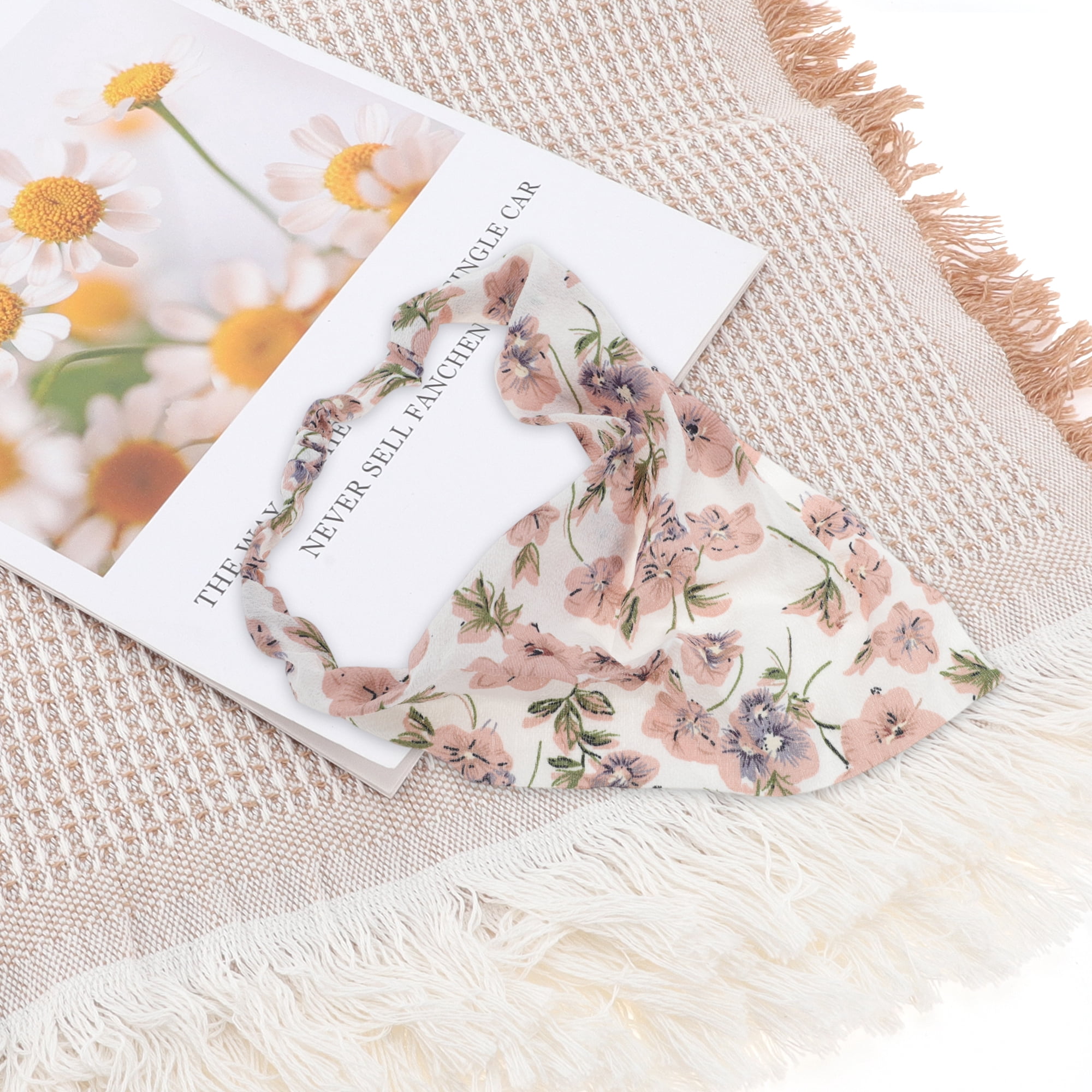 Unique Bargains 1pc Stylish and Comfortable Fashion Flower Headwrap White
