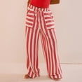 thumbnail image 2 of Women's Striped Wide Leg Pants with Pockets, Casual Elastic Drawstring Waist Palazzo Trousers, Summer Loose Fit Boho Long Pants, 2 of 8