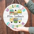 thumbnail image 2 of Flagwix Personalized Back To School Sign, Custom Round Wooden Teacher Name Sign, Classroom Decor, Unique Teacher Gifts, Cute Three Pencils Door Sign - 14 inches, 2 of 10