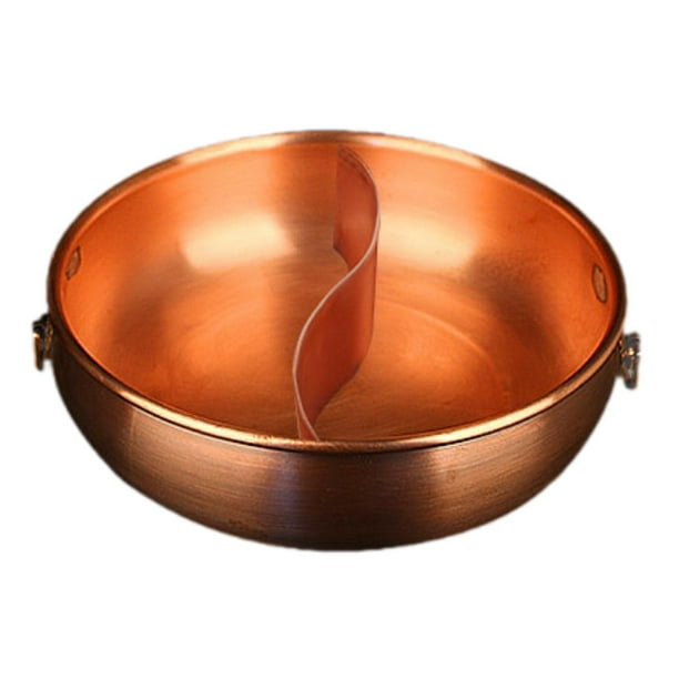 Olla de cobre para cocinar, olla fácil de limpiar, utensilios de cocina, olla Shabu Shabu, olla para sopa para uso doméstico, restaurante, uso 28cm con divisor