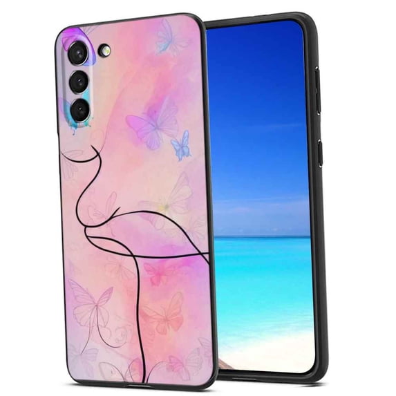 Compatible with Samsung Galaxy S22 Phone Case, Butterfly-Line-Art Case Silicone Protective for Teen Girl Boy Case for Samsung Galaxy S22