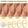 thumbnail image 6 of VEEDOFA 14K Gold Plated CZ Hoop Earrings for Women, Lightweight Hoops, Gift for Women, 6 of 9