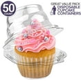 thumbnail image 4 of Individual Plastic Cupcake Containers (50 Count) Single Stackable with Airtight Lid - by Stock Your Home, 4 of 7