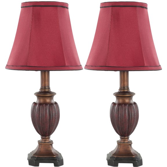 SAFAVIEH Hermione 17 in. Red Resin Table Lamp with Red Polyester Shade, Set of 2