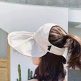 thumbnail image 3 of Sombreros Sombreros para el sol para damas Sombrero grande de ala ancha con cola de caballo (beige), 3 of 4
