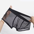 thumbnail image 2 of Fishnet Underwear for Men Mid Waisted Boxer Briefs Mens Trendy Solid Color Hollow-Out Breathable Stretchy Slim Loungewear Athletic Boxers, 2 of 7