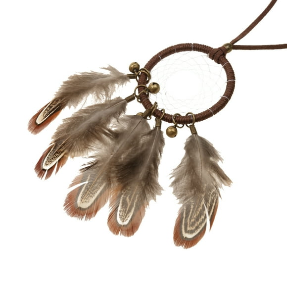 Bohemian Fashion Dream Catcher Feather Leather Chain Pendant Necklace #1
