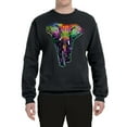 thumbnail image 2 of Wild Bobby, Colorful Rainbow Floral Elephant Animal Lover Unisex Crewneck Graphic Sweatshirt, Black, Small, 2 of 3