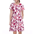 thumbnail image 1 of Bixox Robe d'Été à Manches Courtes pour Femmes Robe Ample Longueur Genou avec Poches-Tulipes Fleurs, 1 of 7
