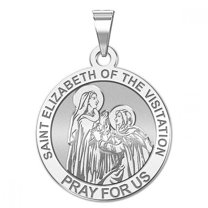 Picturesongold.Com Saint Elizabeth of The Visitation Religious Round Medal - 2/3 x 2/3 in Size of Dime, Sterling Silver