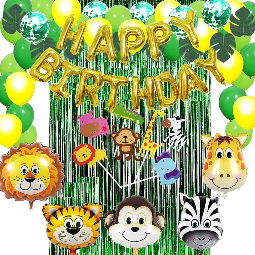 Jungle Animal Zoo Safari Balloon Birthday Party Foil Helium Kids Birthday 