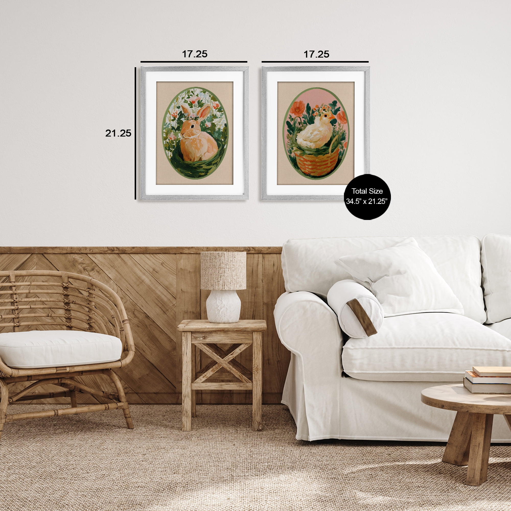 Stupell Industries Bloom Nest Animals 2 Piece Gray Framed Print Under Glass Set, design by Yen