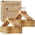 thumbnail image 6 of Casafield 40 Wooden Suit Hangers, Natural - Non-Slip Pant Bar & Swivel Hook, 6 of 7