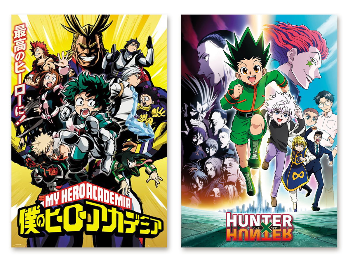 Anime Favorites Manga Tv Show Poster Set My Hero Academia Hunter X Hunter Walmart Com