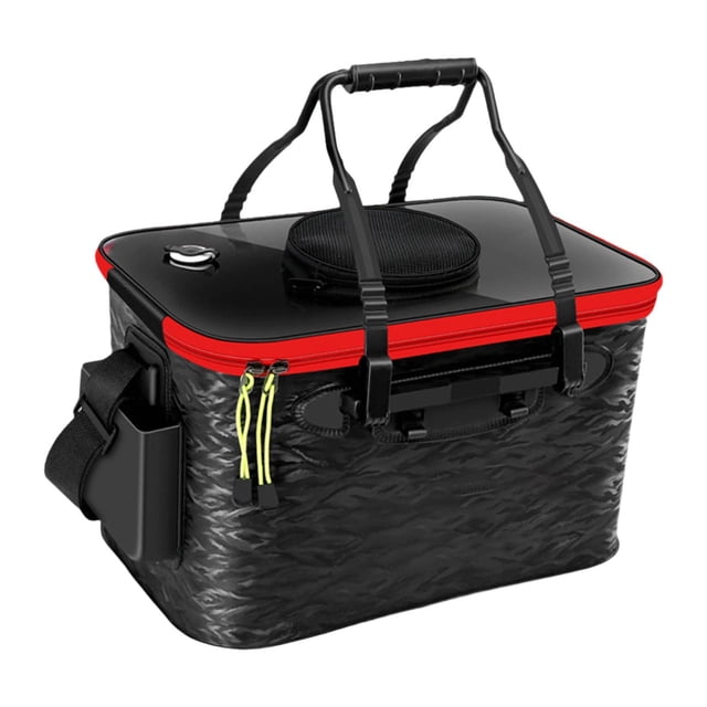 Cubo de pesca Cubo de peces vivos Plegable Multifuncional Portátil Camping al aire libre Negro medio