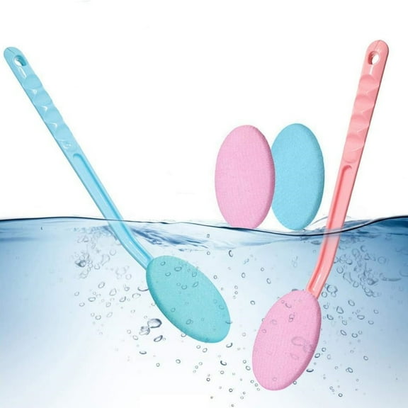 2 Pcs Shower Brush,Topboutique Back Massager Bath Brush,Body Brush Scrubbers Bath Body Brush Body Exfoliating Brush Back Skin Scrubber Body Scrubber,Easy Lotion Applicator,Extra Long Handle,Blue&Pink