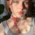 thumbnail image 2 of SIfdSeng Collier Ras-du-Cou de Fête à Perles Imitation Goutte Style Gothique Perles Teintes Gouttes Créatives Collier Ras-du-Cou à Pompons, 2 of 8