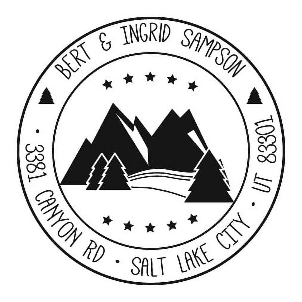 Personalized Round Self-Inking Rubber Stamp - The Sampson Mountians