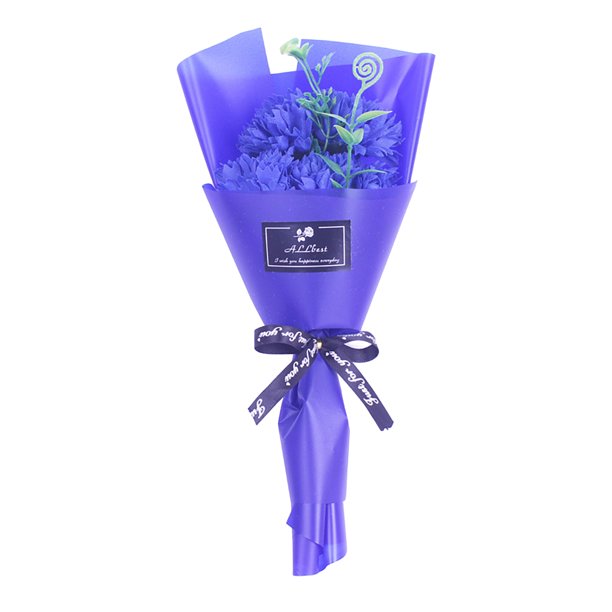 Ramo de claveles artificiales de 3/5 cabezas, envuelto en papel, con aroma a flores artificiales para el Día de la Madre o cumpleaños.