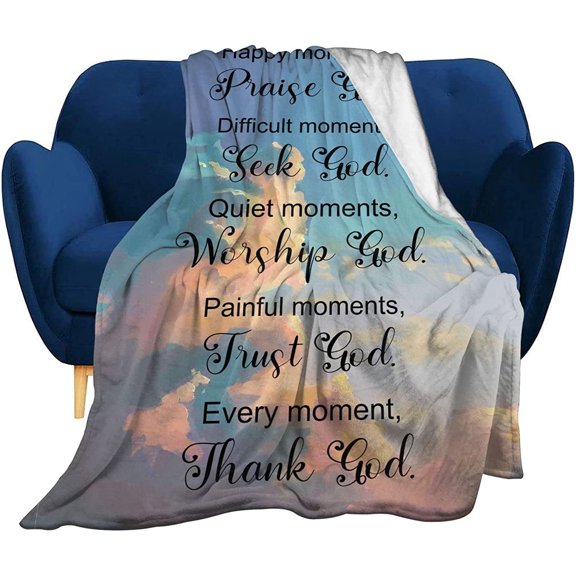 Christian Blanket Inspirational Thoughts Throw Blanket Bible Verse Prayers Get Well Soon Blankets Soft Lightweight Flannel Blanket 40"x50"