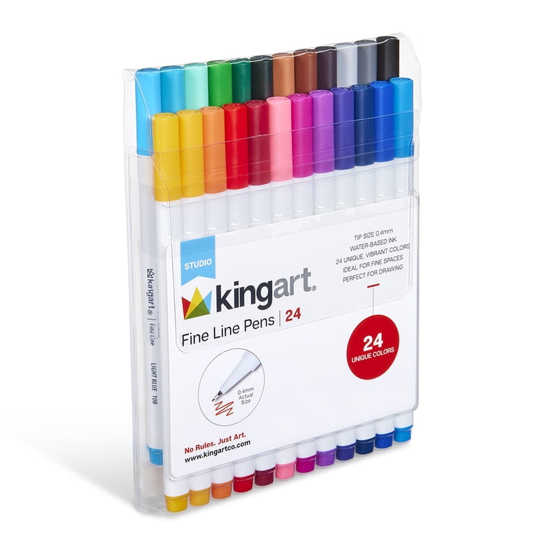 KINGART Fine Line Color Ink Pens, 0.4mm, 24-Color Set photo 2