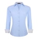 thumbnail image 1 of WARHORSEE Camisa con botones para mujer, manga larga, camisas de vestir de trabajo, cuello en V, fácil cuidado, blusas casuales de negocios elásticas para mujer (azul l), 1 of 5