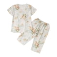 thumbnail image 3 of Gunia Womens Capri Pajama Sets Floral Print Pajama Short Sleeve Top And Cropped Pants Summer Soft Comfy Nightwear Outfit Women'S Pajama Sets Sleepwear Pjs L-2Xl, 3 of 5