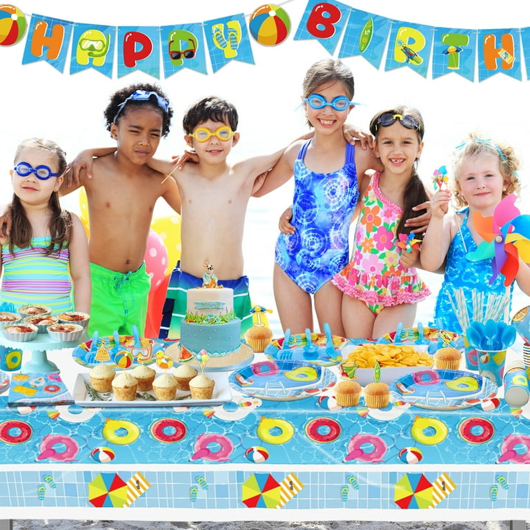 Splish Splash Table Cloth PHOGARY 3 Pieces Summer Beach Tablecloths Pool Surfboard Party Table Covers Plastic Tablecloth Ocean Waves Tablecover For Summer Birthday Party Beach Party Supplies Roll Up Beach Table