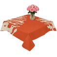 thumbnail image 2 of Coral Orange Table Cloth Waterproof Tablecloths, Coastal White Ocean Marine Nautical Beach Tablecloth Dining Table Cover for Kitchen Party Tabletop Outdoor, Square Tablecloth 60x60 Inch, 2 of 9