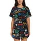 thumbnail image 1 of Fotbe Basketball Conjunto de Pijama Estampado para Mujer, 2 Piezas, Ropa de Dormir con Camiseta de Manga Corta y Shorts Suaves-Large, 1 of 6