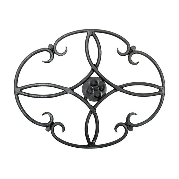Minuteman International Oval Clover Wrought Iron Trivet, 10 Inch Long, Black