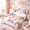 thumbnail image 3 of Meiyoeat Ice Cream Baseball Letter E Twin Sheet Sets 3pcs for Girls Children, Playful Art Bedding for Bedroom, Pink White Red, 3 of 6