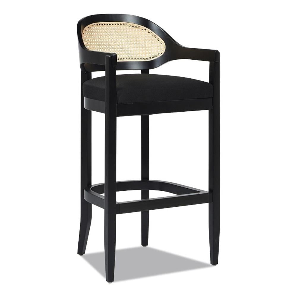 Americana Mid-Century Modern 30.5" Cane Back Bar Stool Jet Black
