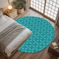 thumbnail image 3 of 3ft Round Rug, Teal Morocco Non-Skid Rubber Backing Large Area Rugs - Living Room Bedroom Home Office, Geometric Leaf Diamond Lattice Abstract Indoor Floor Mat Carpets Washable Rug, 3 of 9