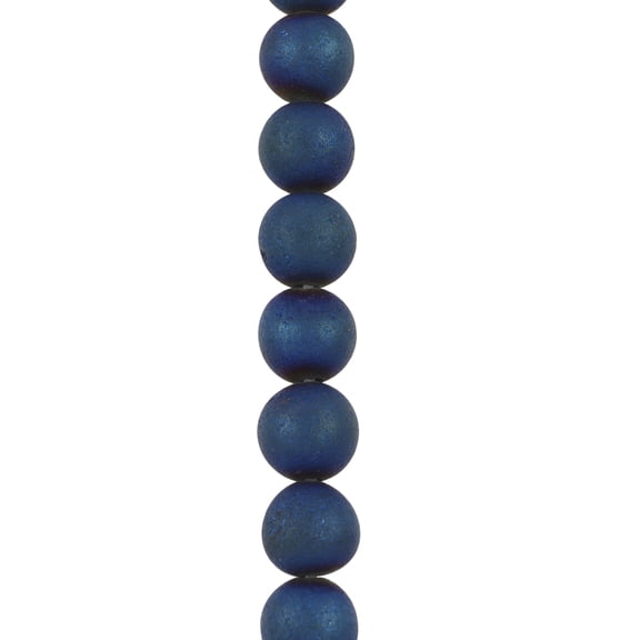 Bead Landing Blue Plated Druzy Agate Round Beads, 12 Pack