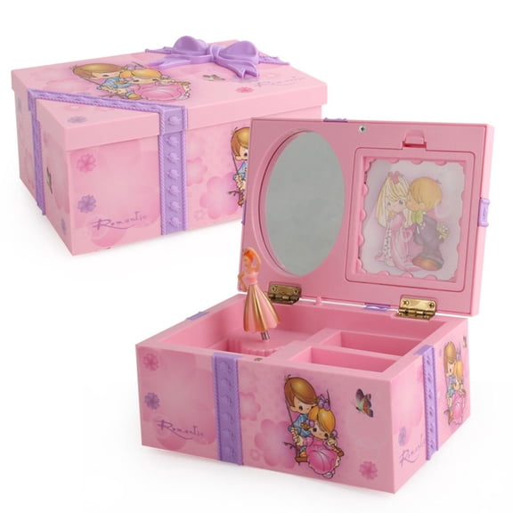 Rotating Ballet Music Jewelry Box with Mirror, Girls Jewelry Storage, Home Decor Ornaments, Christmas Birthday Gift for Women Girls