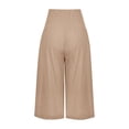 thumbnail image 5 of Stephy Women's Fashionable Cotton and Linen Solid Color Elastic Waist Three Quarter High Waist Casual Pants and Sports Pants, Yellow, 3XL, 5 of 5