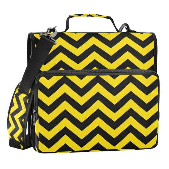 ALAZA Zipper Binder Yellow Lines 3 Ring Trapper Keeper File Folder Organizer Bag