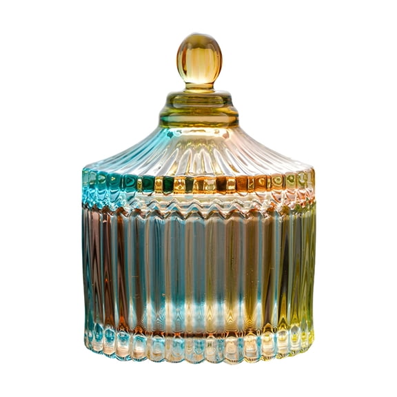 ACDANC Glass Dusting Powder Container with Puff, Crystal Vanity Organizer Jar with Secure Lid for Body Powder, Compact Travel Storage
