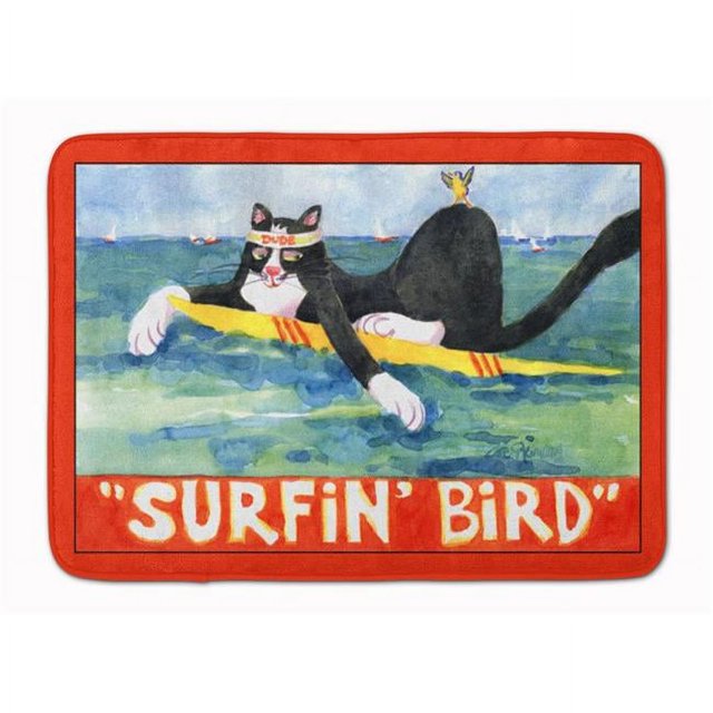 Carolines Treasures 6051RUG Black & white Cat Surfin Bird Machine Washable Memory Foam Mat
