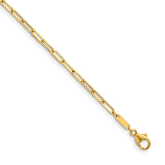 Auriga 18K Yellow Gold Polished 2.5 mm Solid Paperclip Link Chain Necklace for Women 16"