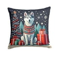 thumbnail image 2 of Siberian Husky Christmas Fabric Decorative Pillow 14 in x 14 in, 2 of 2